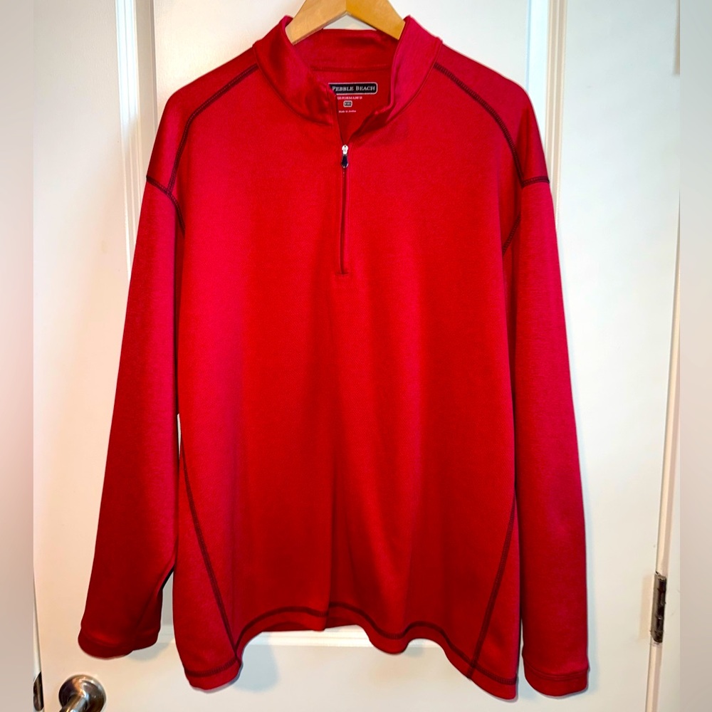 Pebble Beach Men's Red Quarter Zip Size XXL